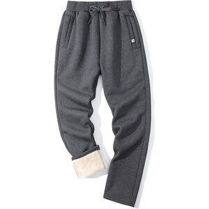 Men's Fleece Pants Winter Warm Joggers Pants Active Sherpa Lined Sweatpants